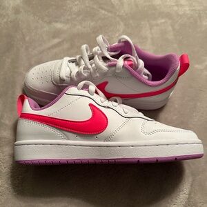 Nike court purple and pink shoes